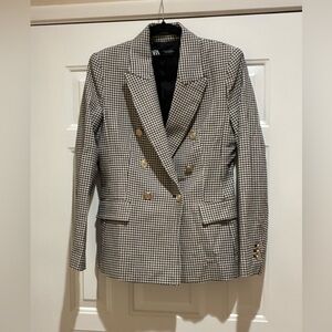 Zara Checkered Double-Breasted Blazer